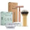 Heren Bamboozy Safety Razor Aluminium Starterkit + Scheerkwast + Scheerzeep Rosé Goud 1 set