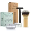 Heren Bamboozy Safety Razor Aluminium Starterkit + Scheerkwast + Scheerzeep Mat Zwart 1 set