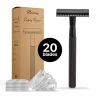 Heren Bamboozy Safety Razor + 20 Mesjes Zwart Mat 1 set