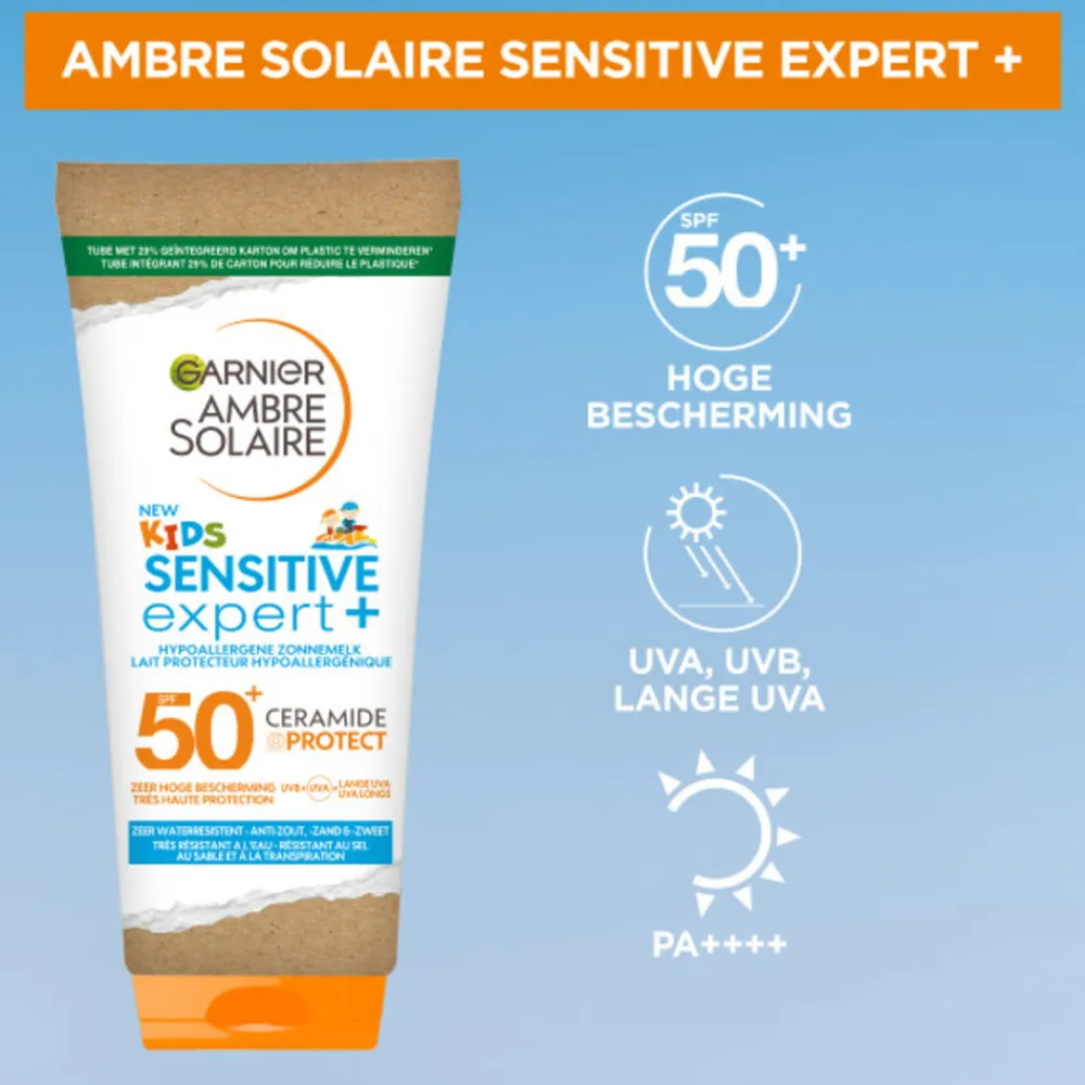 Garnier Ambre Solaire Sensitive Expert+ Kids Zonnebrandmelk SPF 50+ Reisformaat 50 ml