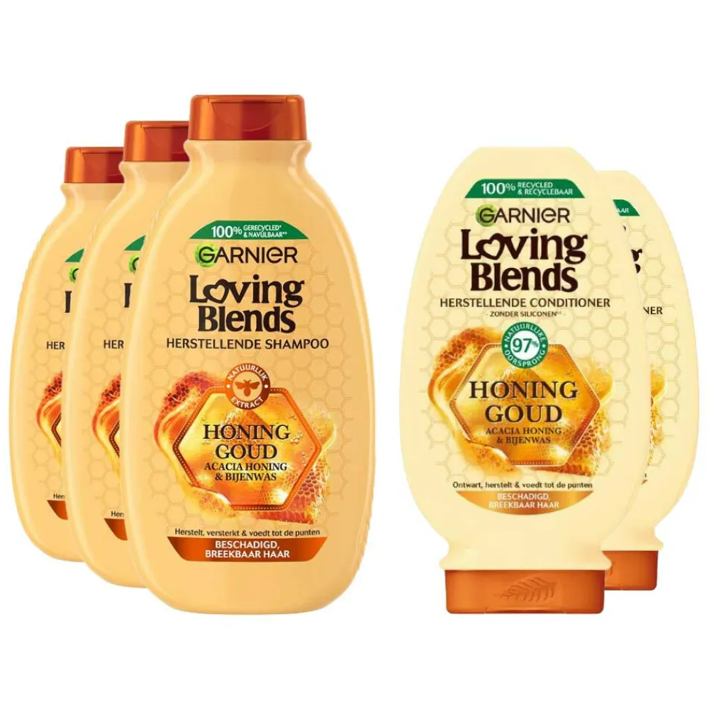 Garnier Loving Blends Honing Goud - Shampoo 3x 300 ml & Conditioner 2x 250 ml – Pakket