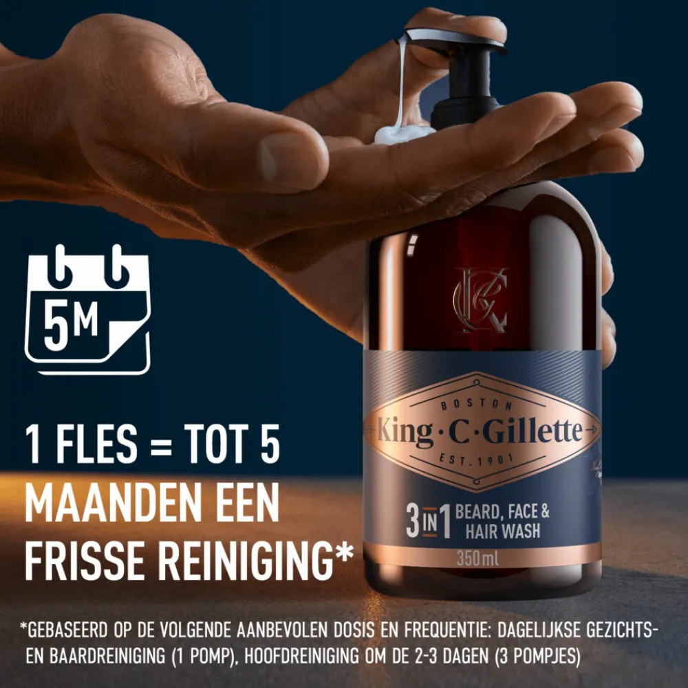 Heren King C. Gillette Baard- en Gezichtsreiniger 350 ml