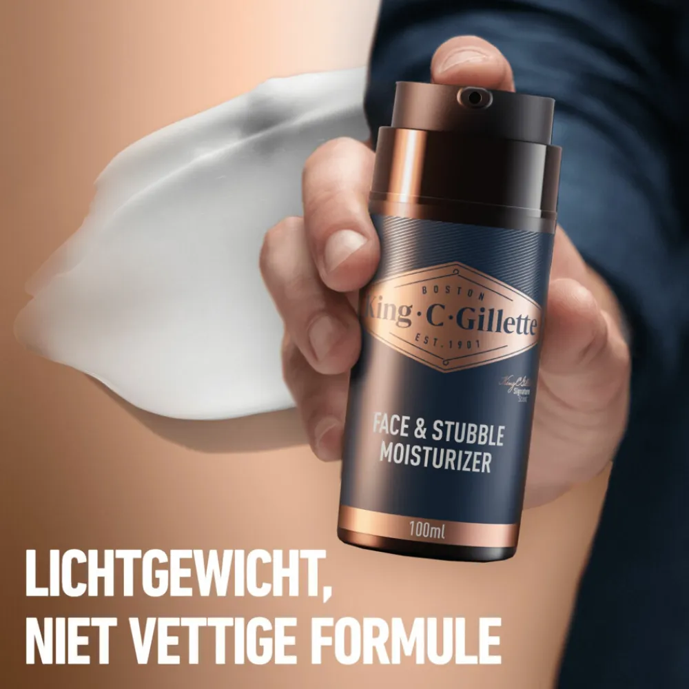 Heren King C. Gillette Hydraterende Gezicht en Stoppelbaard Crème 100 ml