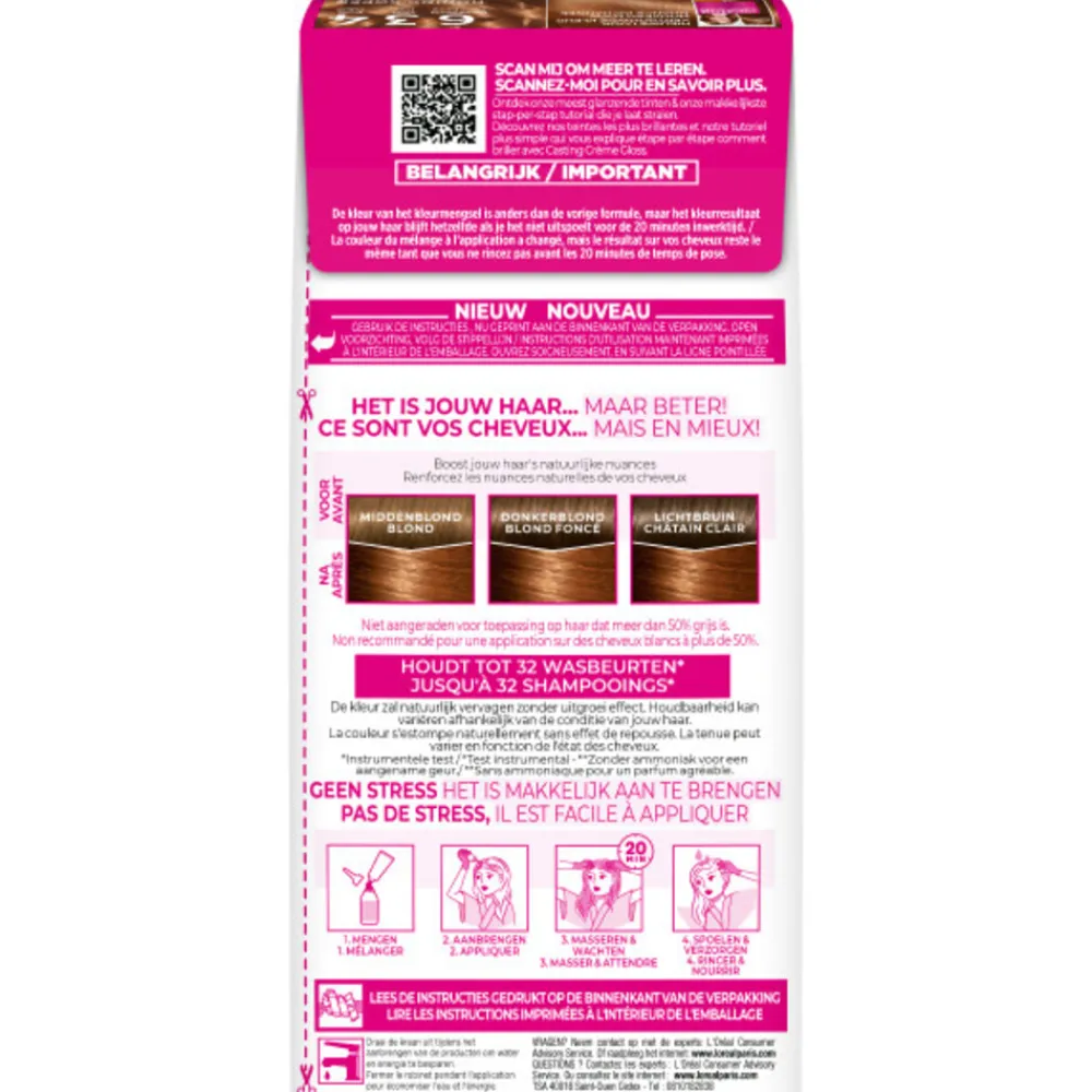 LOréal L'Oréal Casting Crème Gloss Semi-Permanente Haarkleuring 634 Donker Goud Koperblond