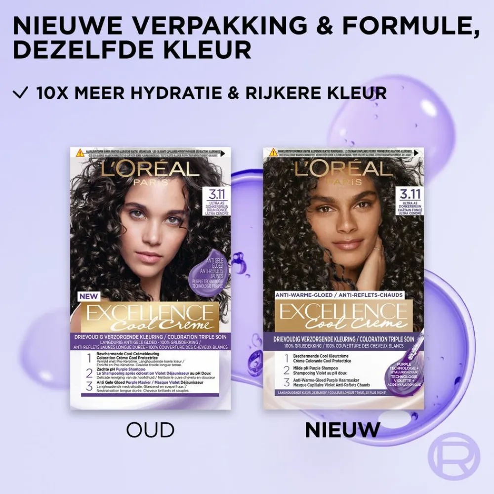 LOréal L'Oréal Excellence Cool Crème Permanente Crèmekleuring 3.11 - Ultra As Donkerbruin