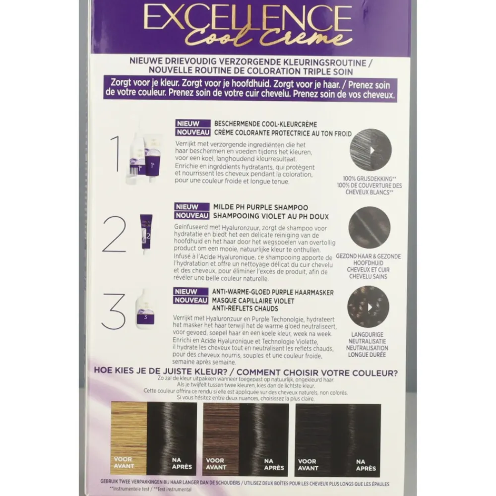 LOréal L'Oréal Excellence Cool Crème Permanente Crèmekleuring 3.11 - Ultra As Donkerbruin