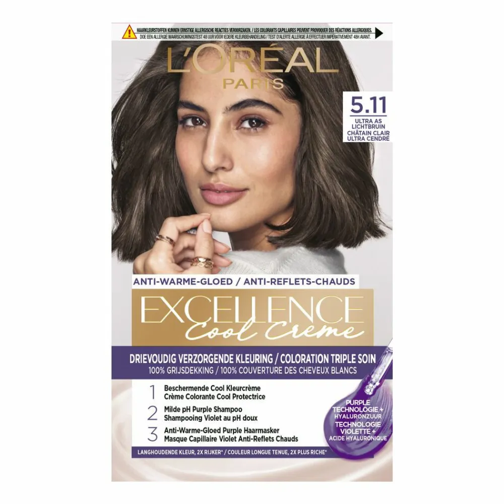 LOréal L'Oréal Excellence Cool Crème Permanente Crèmekleuring 5.11 - Ultra As Lichtbruin