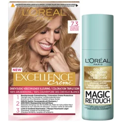 LOréal L'Oréal Excellence Creme Haarverf 7.3 Goudblond + Magic Retouch Uitgroeispray Blond 75 ml Pakket