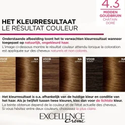 LOréal L'Oréal Excellence Crème Permanente Crèmekleuring 4.3 Midden Goudbruin