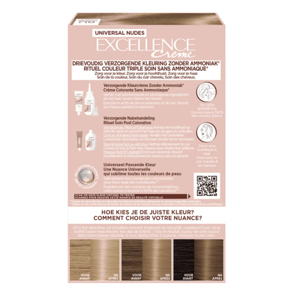LOréal L'Oréal Excellence Crème Universal Nudes Permanente Haarkleuring 8U Universeel Lichtblond