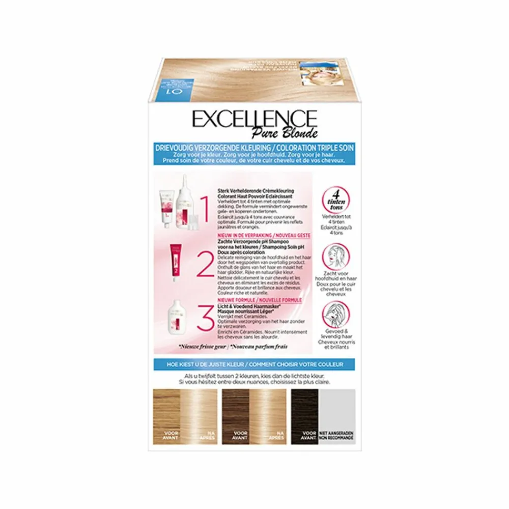 LOréal L'Oréal Excellence Pure Blonde Permanente Haarkleuring 01 Ultra Licht Natuurlijk Blond