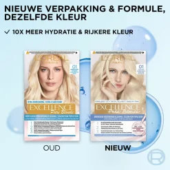 LOréal L'Oréal Excellence Pure Blonde Permanente Haarkleuring 01 Ultra Licht Natuurlijk Blond
