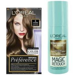 LOréal L'Oréal Preference Haarkleuring 06 Ombrie - Donkerblond + Magic Retouch Uitgroeispray Donkerblond 75 ml Pakket
