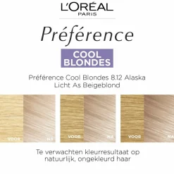 LOréal L'Oréal Préférence Cool Blondes Permanente Haarkleuring 8.12 Licht As Beigeblond