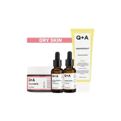 Q+A Dry Skin - Reinigingsbalsem 1x 125 ml & Gezichtsserum 1x 30 ml & Gezichtsolie 1x 30 ml & Dagcrème 1x 50 gr - Pakket