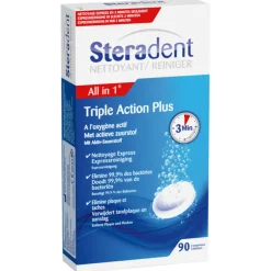 Steradent Triple Action Plus Kunstgebit Reiniger 90 tabletten