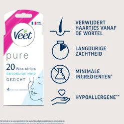 Heren Veet Koude Waxstrips Pure Gezicht Hypoallergeen 20 stuks