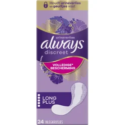 Always 4x Discreet Long+ Inlegkruisjes Urineverlies 24 stuks