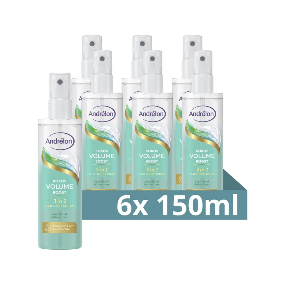 Andrélon 6x 3-in-1 Textuur Spray Kokos Volume Boost 150 ml