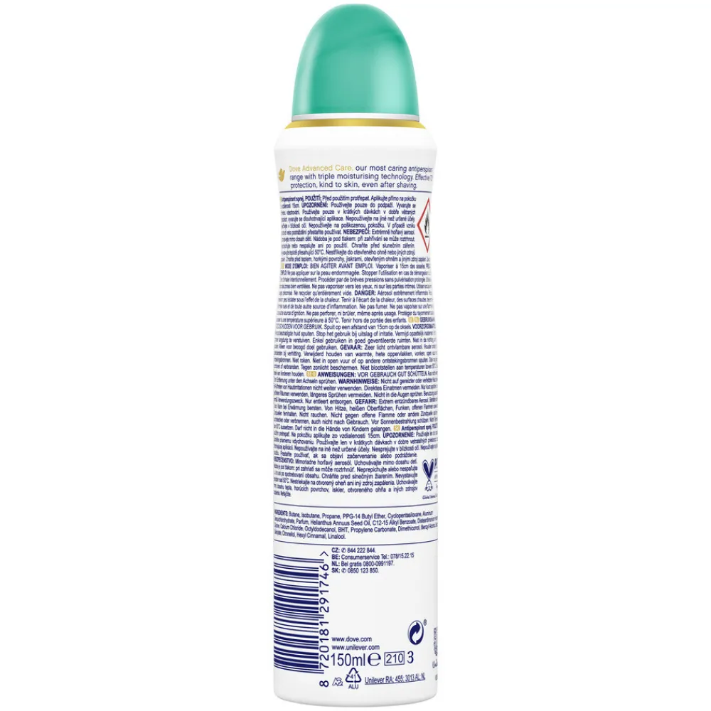 Dove 6x Deodorant Spray Advanced Care Peer & Aloe Vera 150 ml
