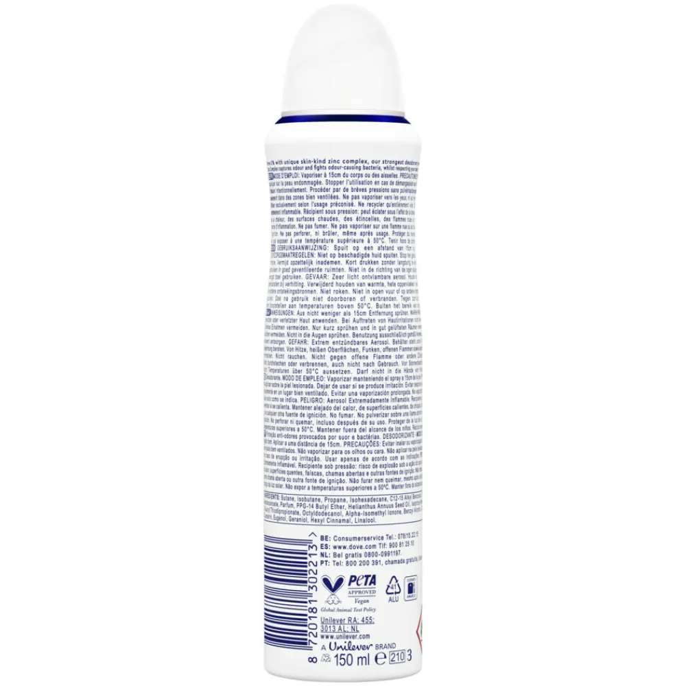 Dove 6x Deodorant Spray 0% Original 150 ml