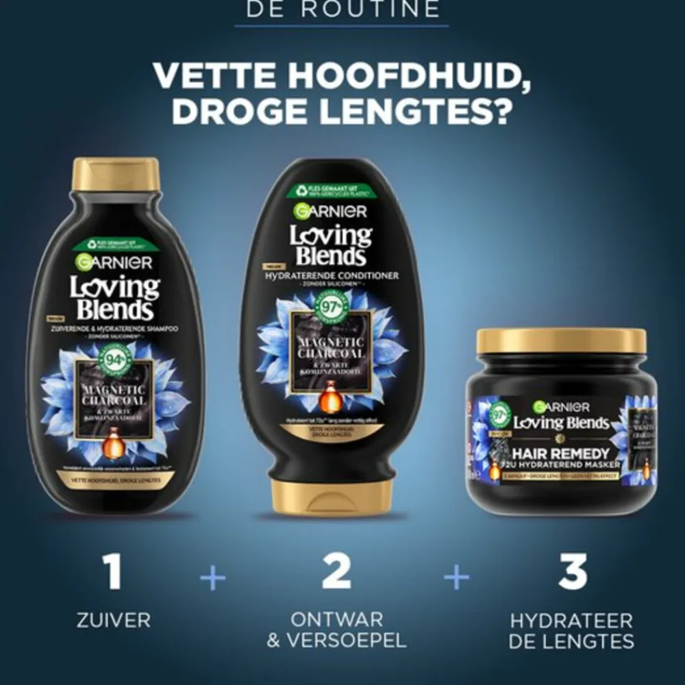 Garnier 6x Loving Blends Magnetic Charcoal Haarmasker 340 ml