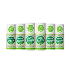 Happy Earth 6x 100% Natuurlijke Deodorant Roller Unscented 75 ml