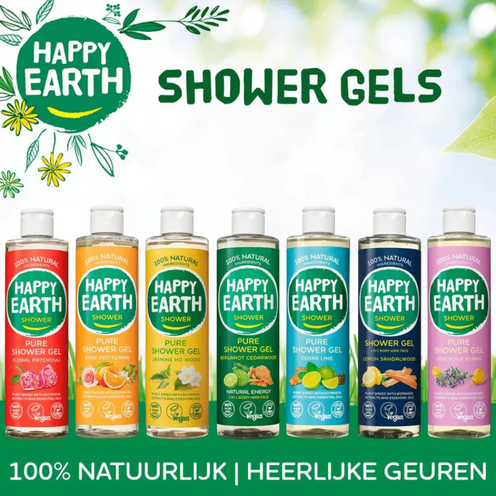 Happy Earth 6x 100% Natuurlijke Douchegel Lemon Sandalwood 300 ml