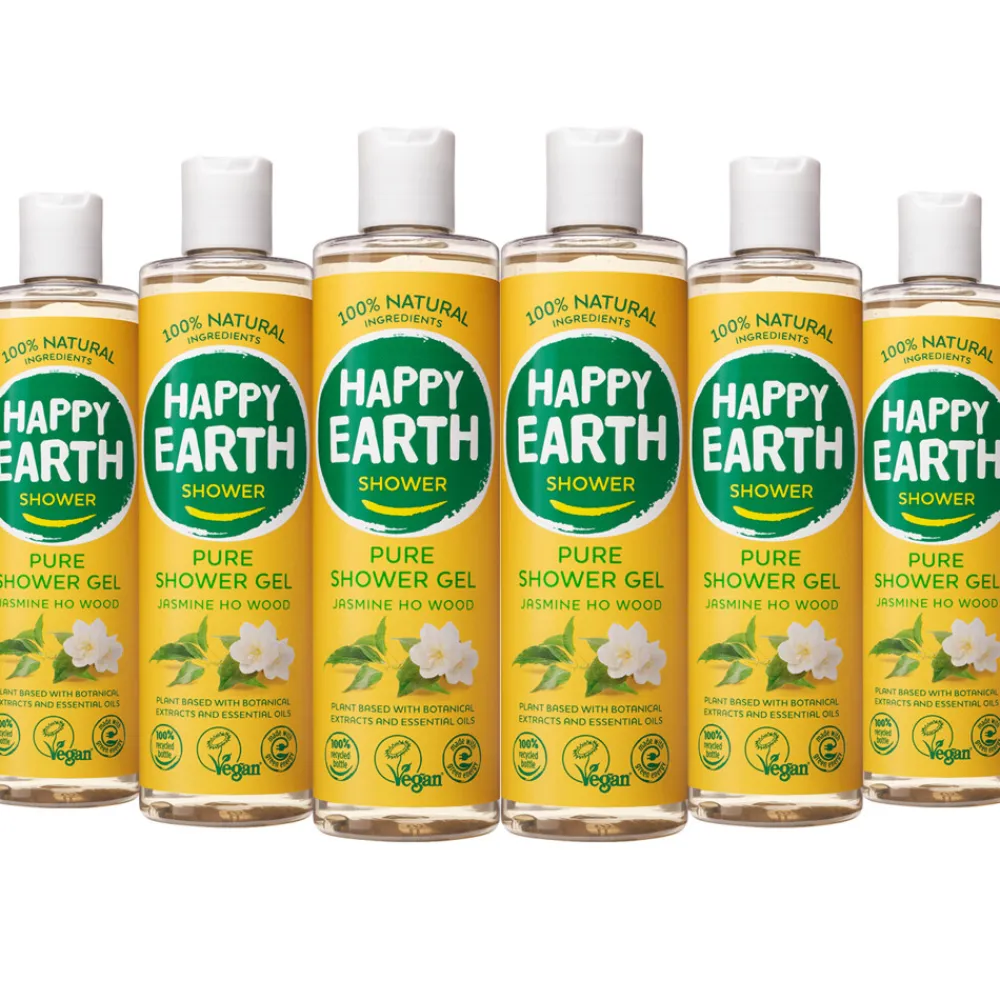 Happy Earth 6x 100% Natuurlijke Douchegel Jasmine Ho Wood 300 ml