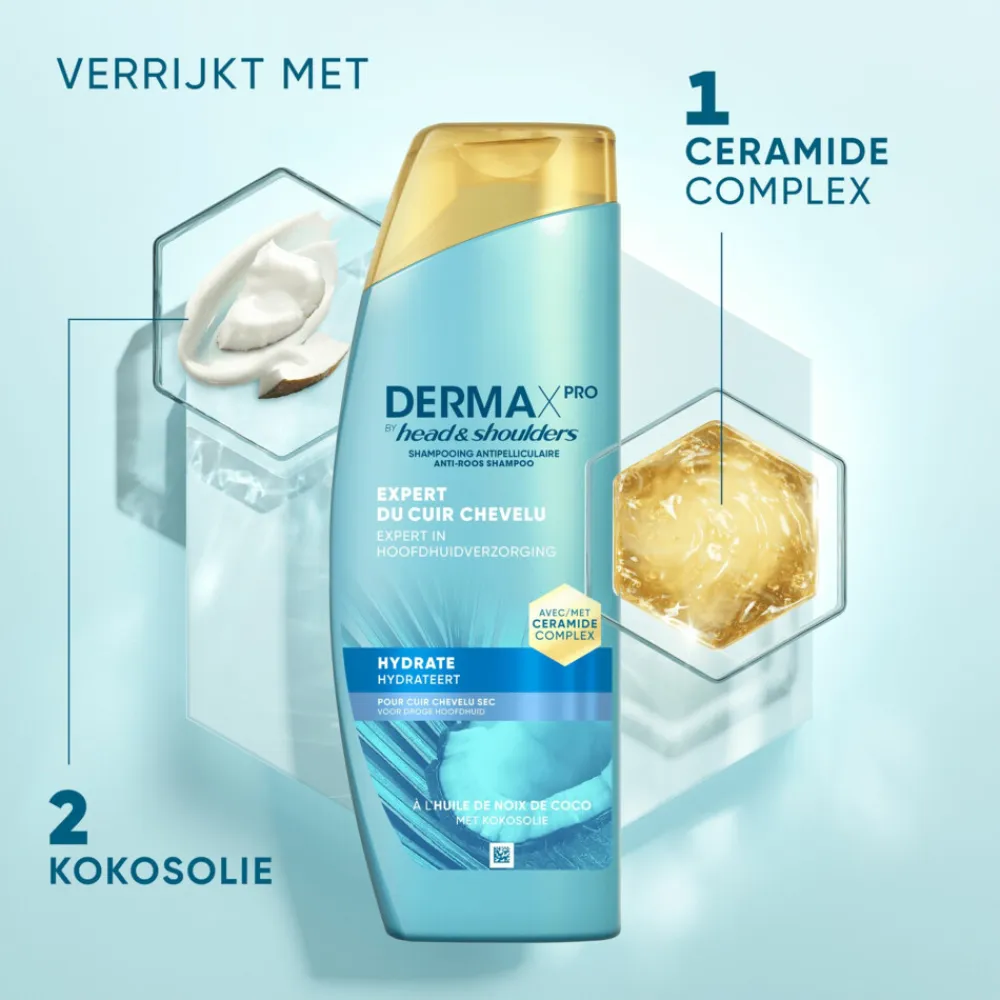Head & Shoulders 6x Anti-roos Shampoo DERMAxPRO Hydrateert 250 ml
