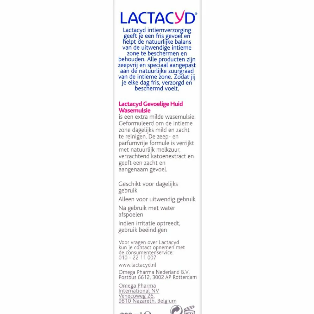 Lactacyd 4x Wasemulsie Gevoelige Huid 200 ml