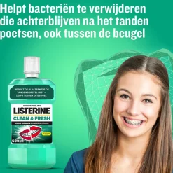 Listerine 3x Mondwater Clean & Fresh zonder Alcohol 500 ml