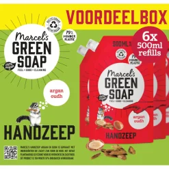 Marcels Green Soap 6x Marcel's Green Soap Handzeep Argan & Oudh Navul Stazak 500 ml