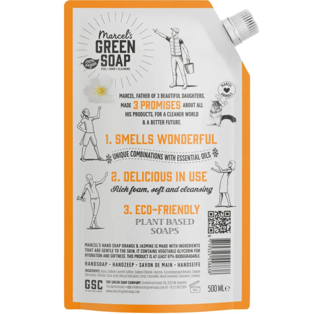 Marcels Green Soap 6x Marcel's Green Soap Handzeep Sinaasappel & Jasmijn Navul Stazak 500 ml