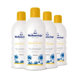 Melkmeisje 4x Bad en Douche Crème Zonnebloem en Melk 1000 ml