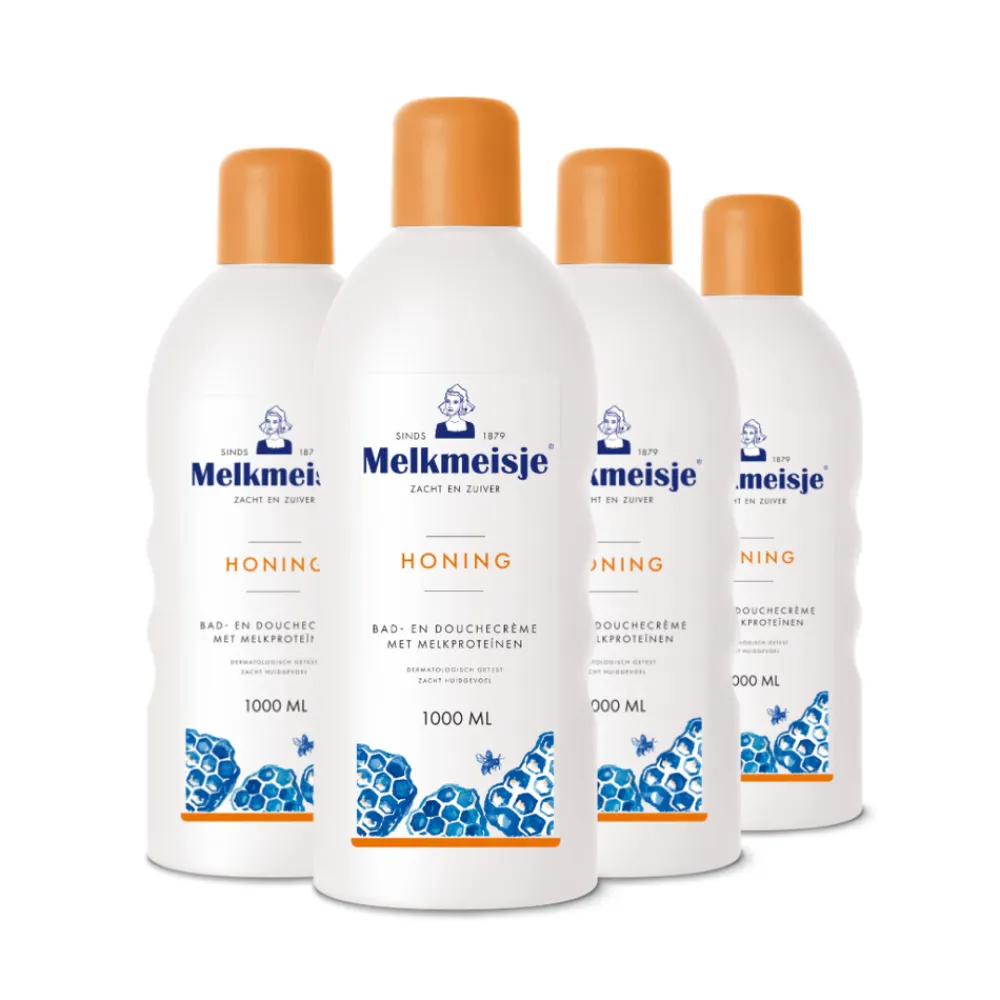 Melkmeisje 4x Bad en Douche Crème Honing 1000 ml