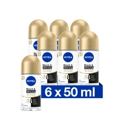 NIVEA 6x Deodorant Roller Black & White Silky Smooth 50 ml