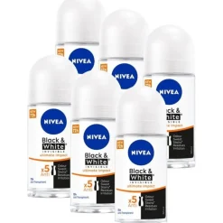 NIVEA 6x Deodorant Roller Black & White Ultimate Impact 50 ml