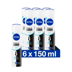NIVEA 6x Deodorant Spray Invisible For Black & White Pure 150 ml