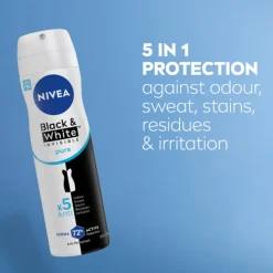 NIVEA 6x Deodorant Spray Invisible For Black & White Pure 150 ml