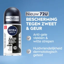 NIVEA Men 6x Deodorant Roller Invisible for Black & White 50 ml