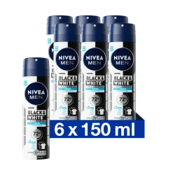 NIVEA Men 6x Deodorant Spray Invisible for Black & White Fresh 150 ml
