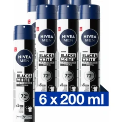 NIVEA Men 6x Deodorant Spray Invisible for Black & White 200 ml
