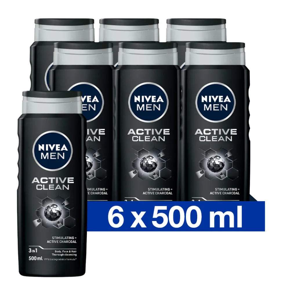 NIVEA Men 6x Douchegel Active Clean 500 ml