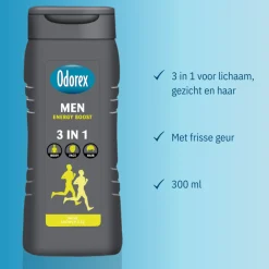 Odorex 6x Douchegel For Men 3-in-1 Energy Boost 300 ml