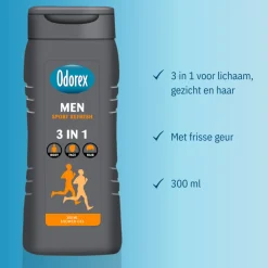 Odorex 6x Douchegel For Men 3-in-1 Sport Refresh 300 ml