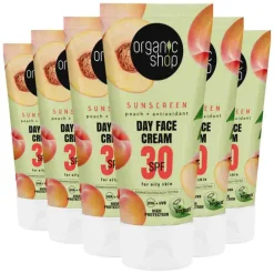 Organic Shop 6x Zonnebrandcréme Gezicht SPF 30 Vette huid 50 ml