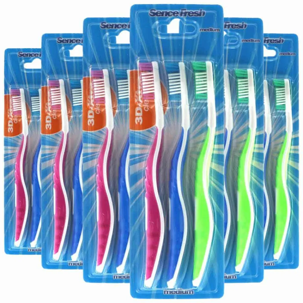 Sence 6x Tandenborstels 3D-Extra Clean Medium 3 stuks