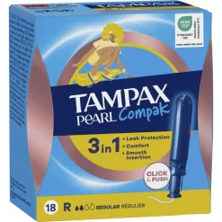 Tampax 8x Pearl Compak Regular Tampons Met Inbrenghuls 18 stuks