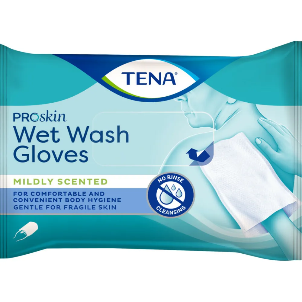 TENA 3x Proskin Wet Wash Gloves Mild Geparfumeerd 5 stuks